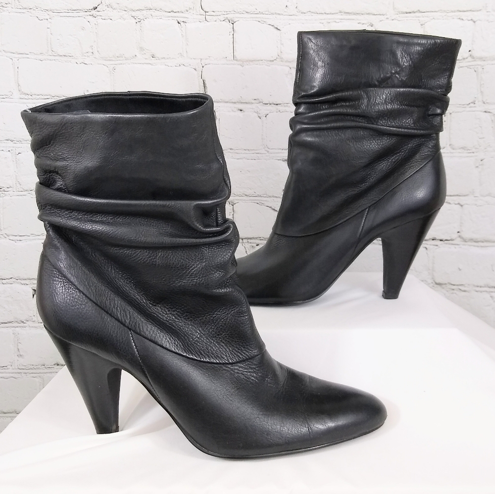 Ana leather ankle boots black slouch